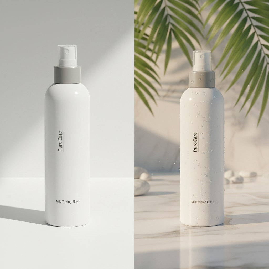 PureCare white spray bottle of Mild Toning Elixir, a hydrating facial toner with botanical ingredients.